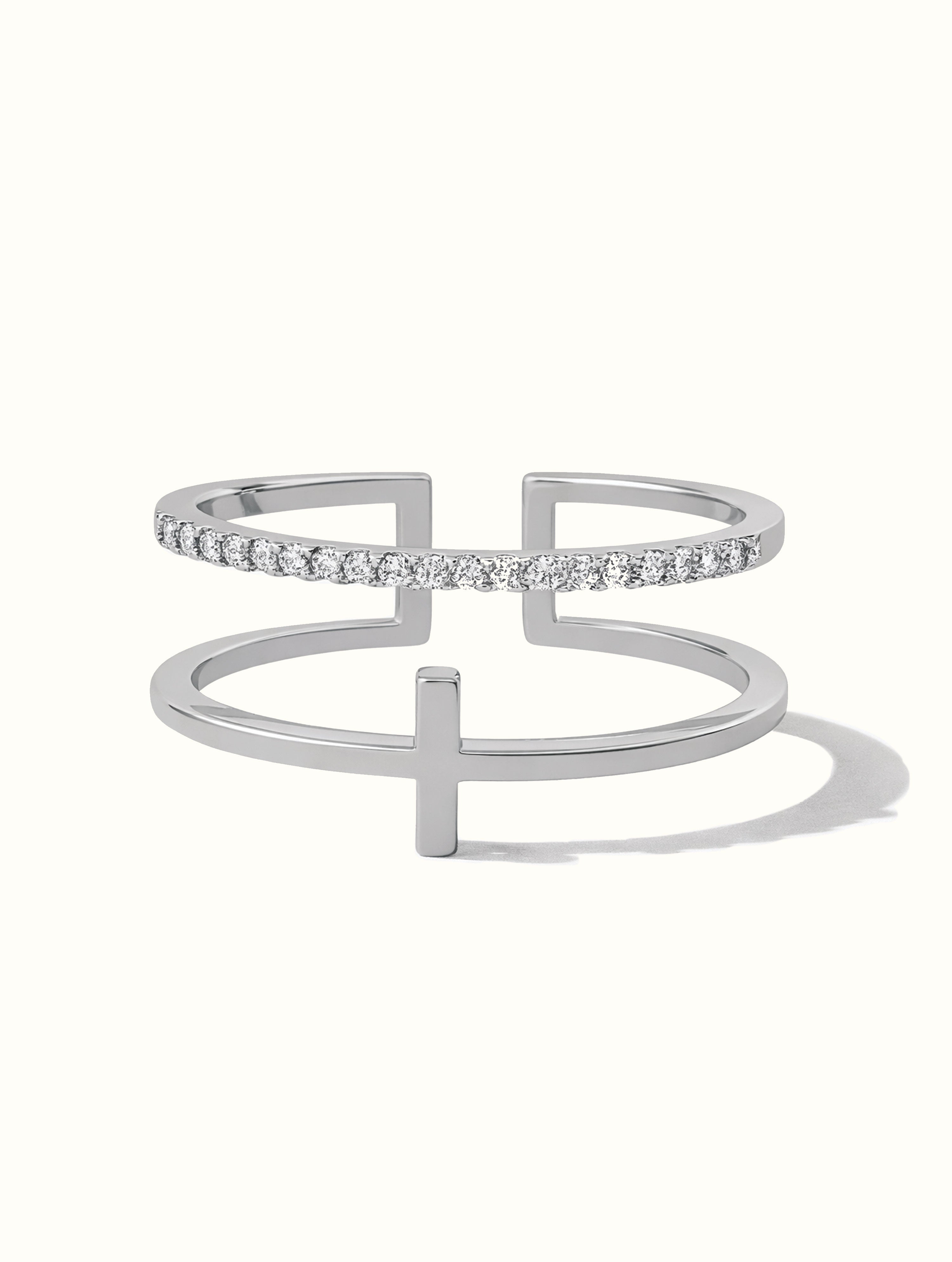 Classic Band Cross Ring - Silver