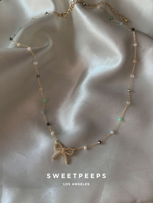 Gems Bow Beaded Necklace