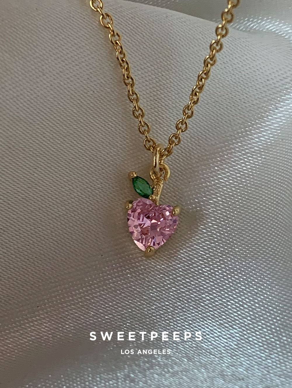 Pink Cherry Heart Necklace