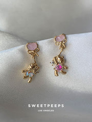 Flying Heart Teddy Bear Studs
