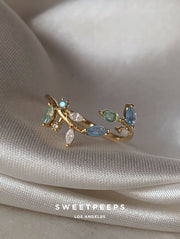 Midnight Blue Leaf Ring