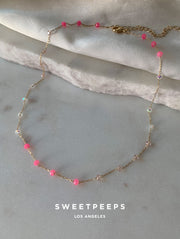 Pink & White Beaded Choker