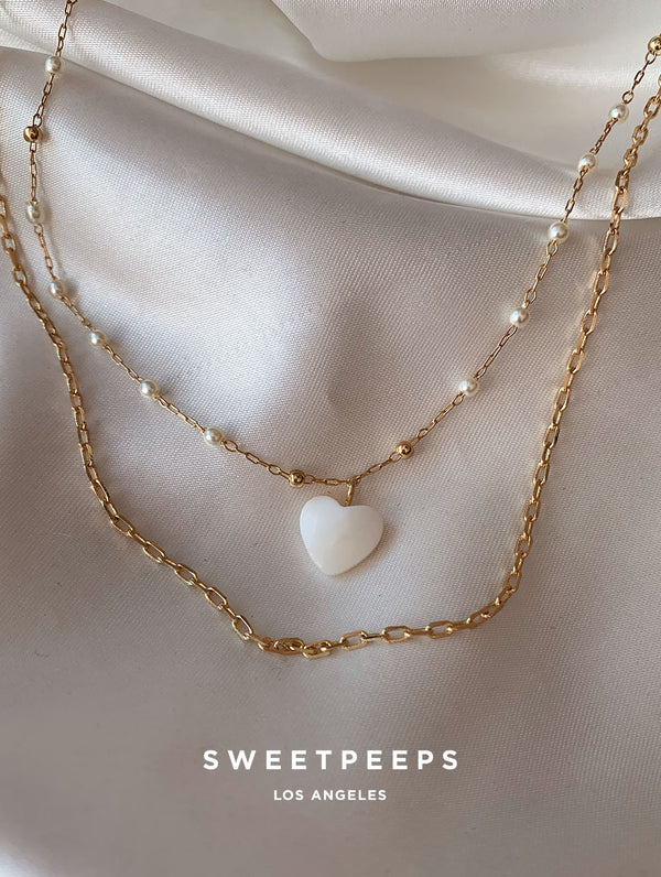 Winifred Pearl Heart Necklace
