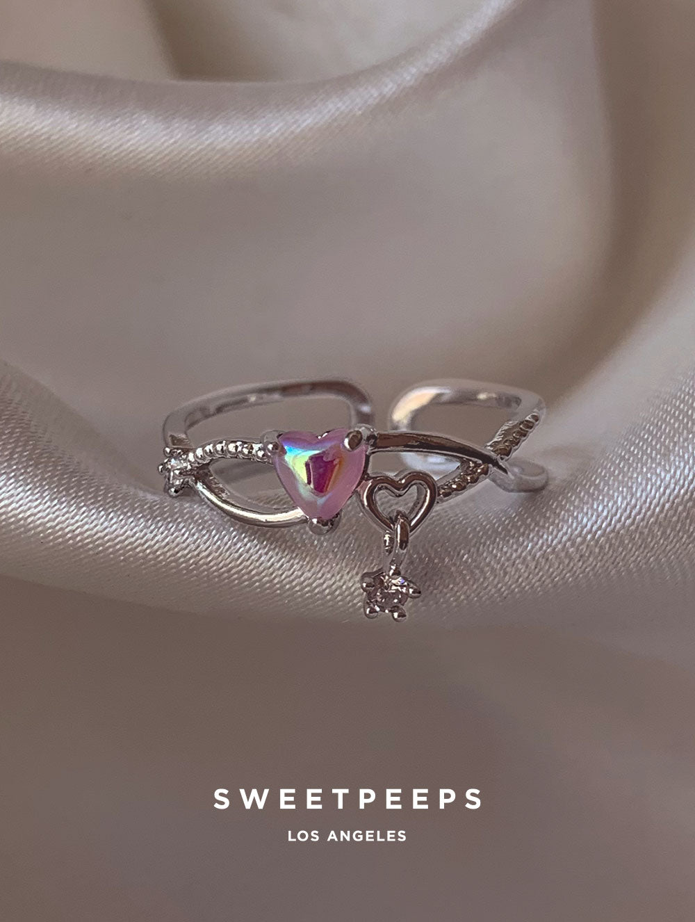 Colton Galaxy Heart Ring - Silver