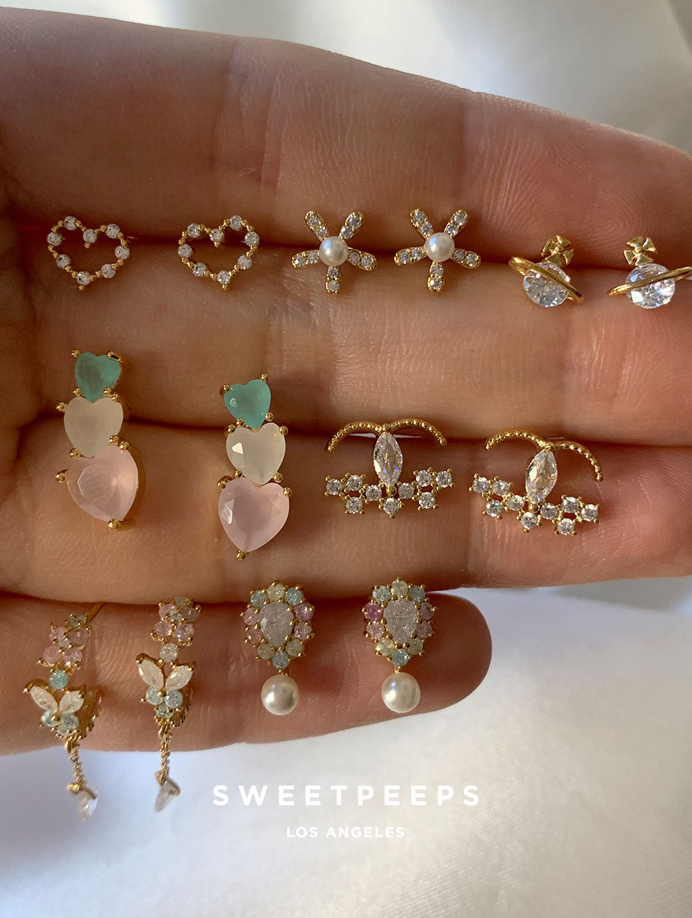 C Crystal Studs