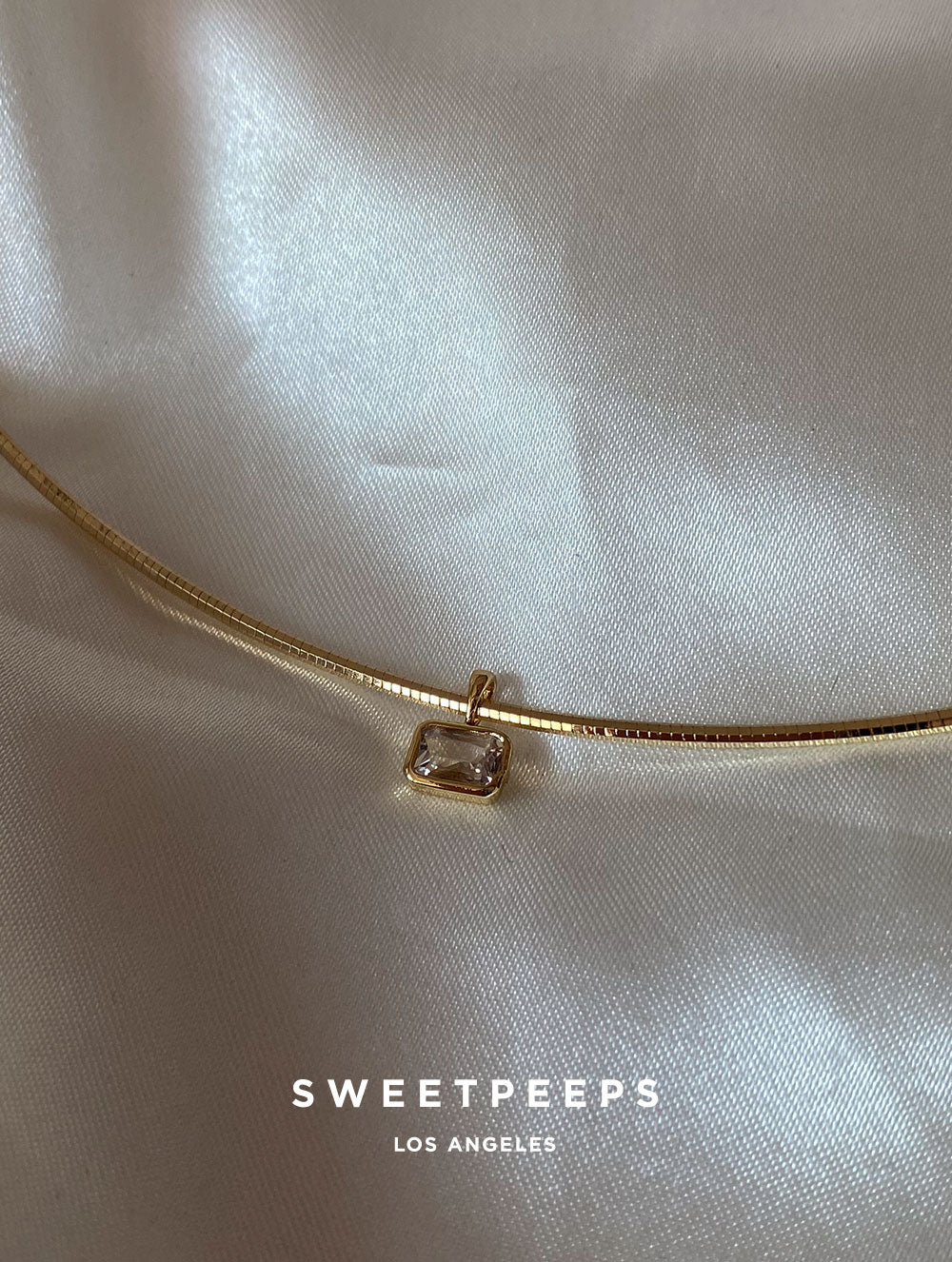 Box Chain Rectangle Charm Necklace