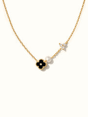 Sloane Tiny Black Clover Necklace