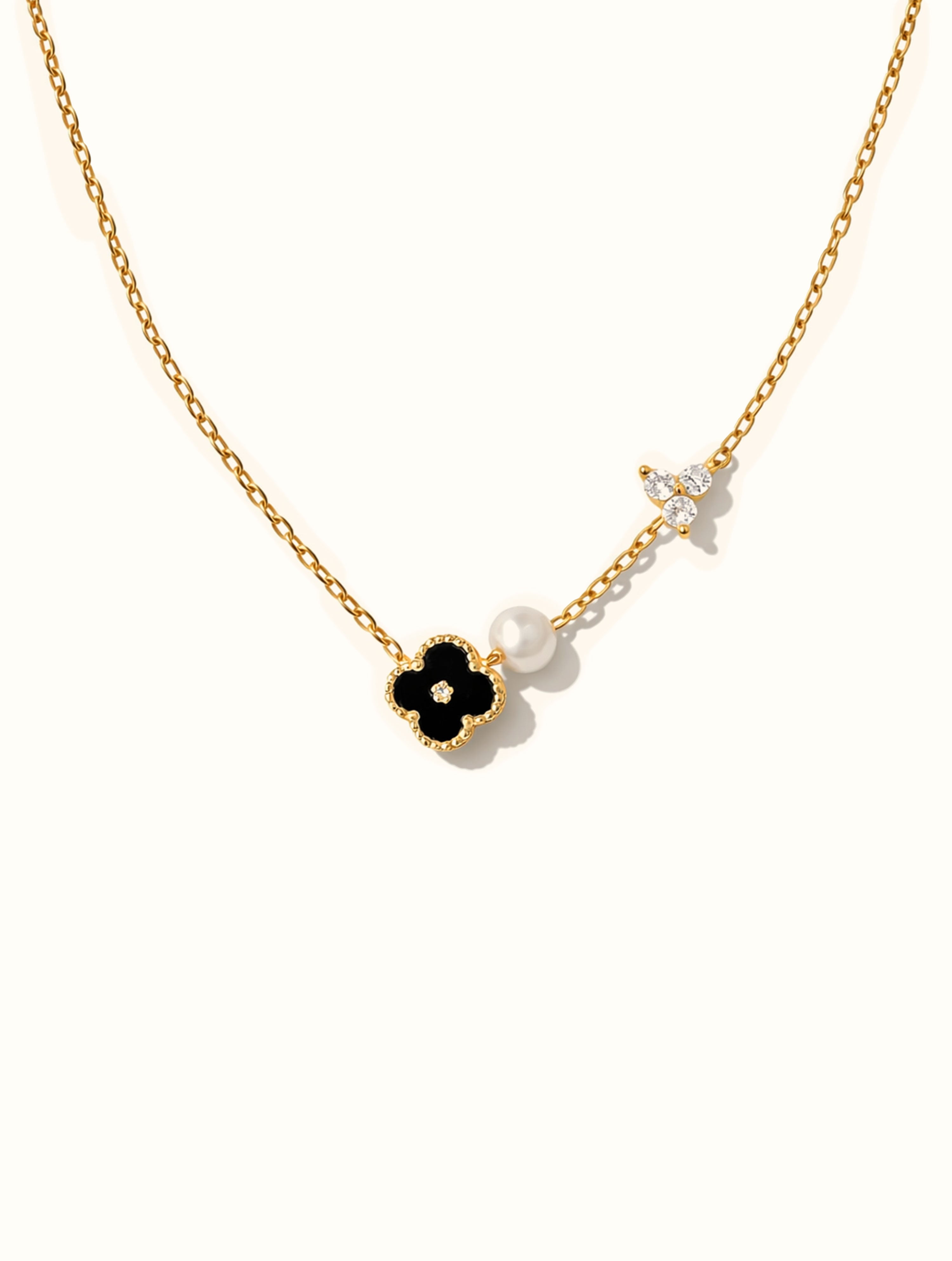Sloane Tiny Black Clover Necklace