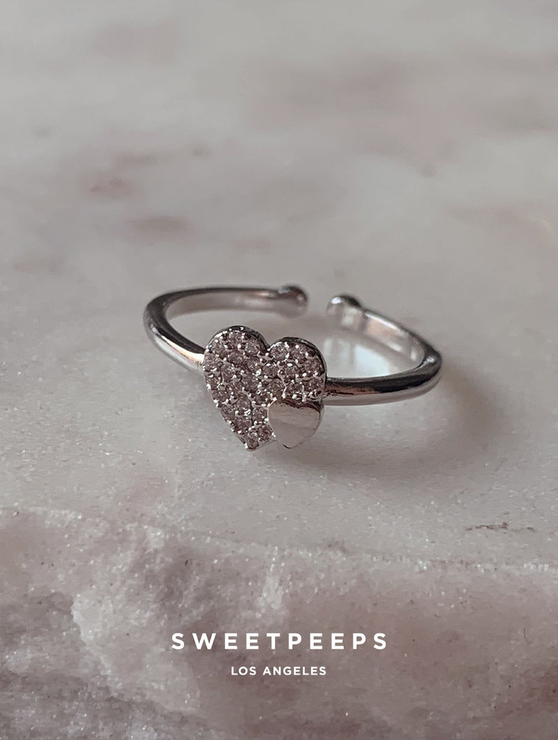 Double Heart Ring - Silver