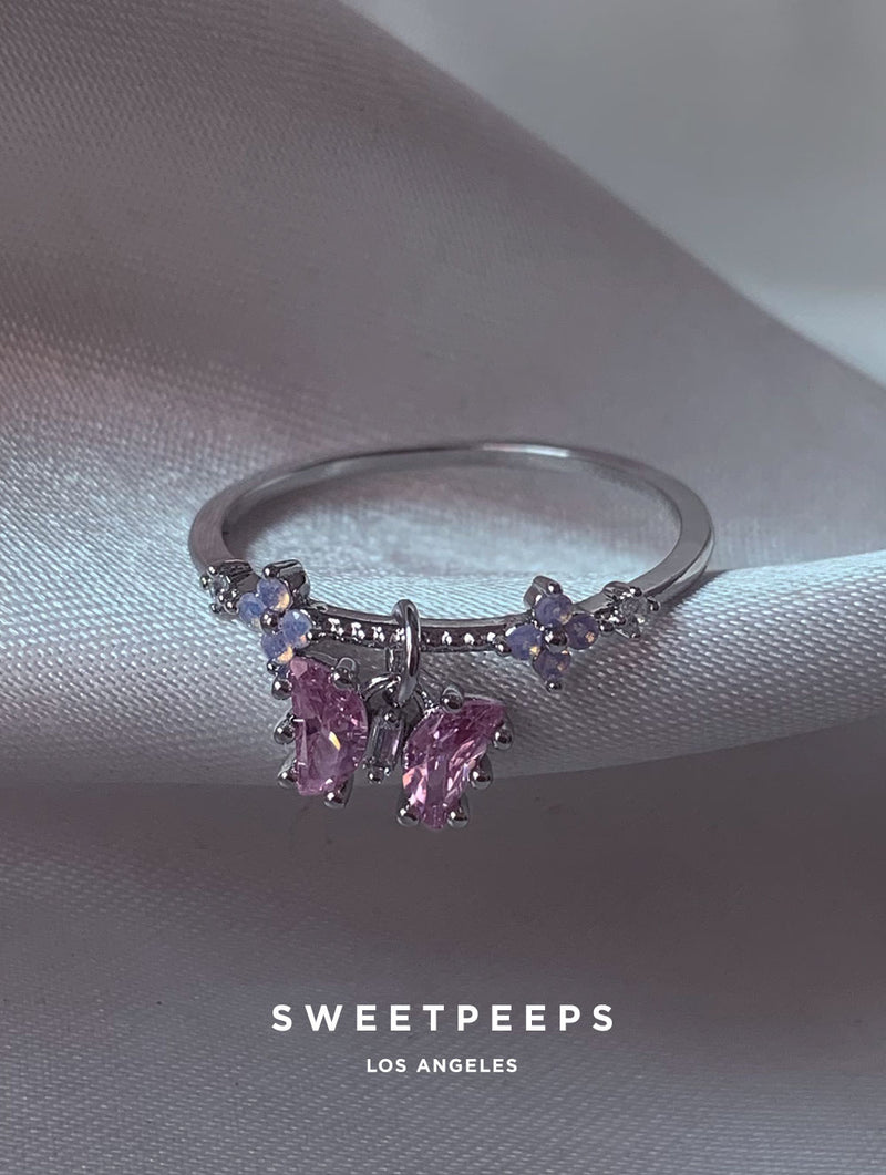 Maggie Butterfly Charm Ring - Silver