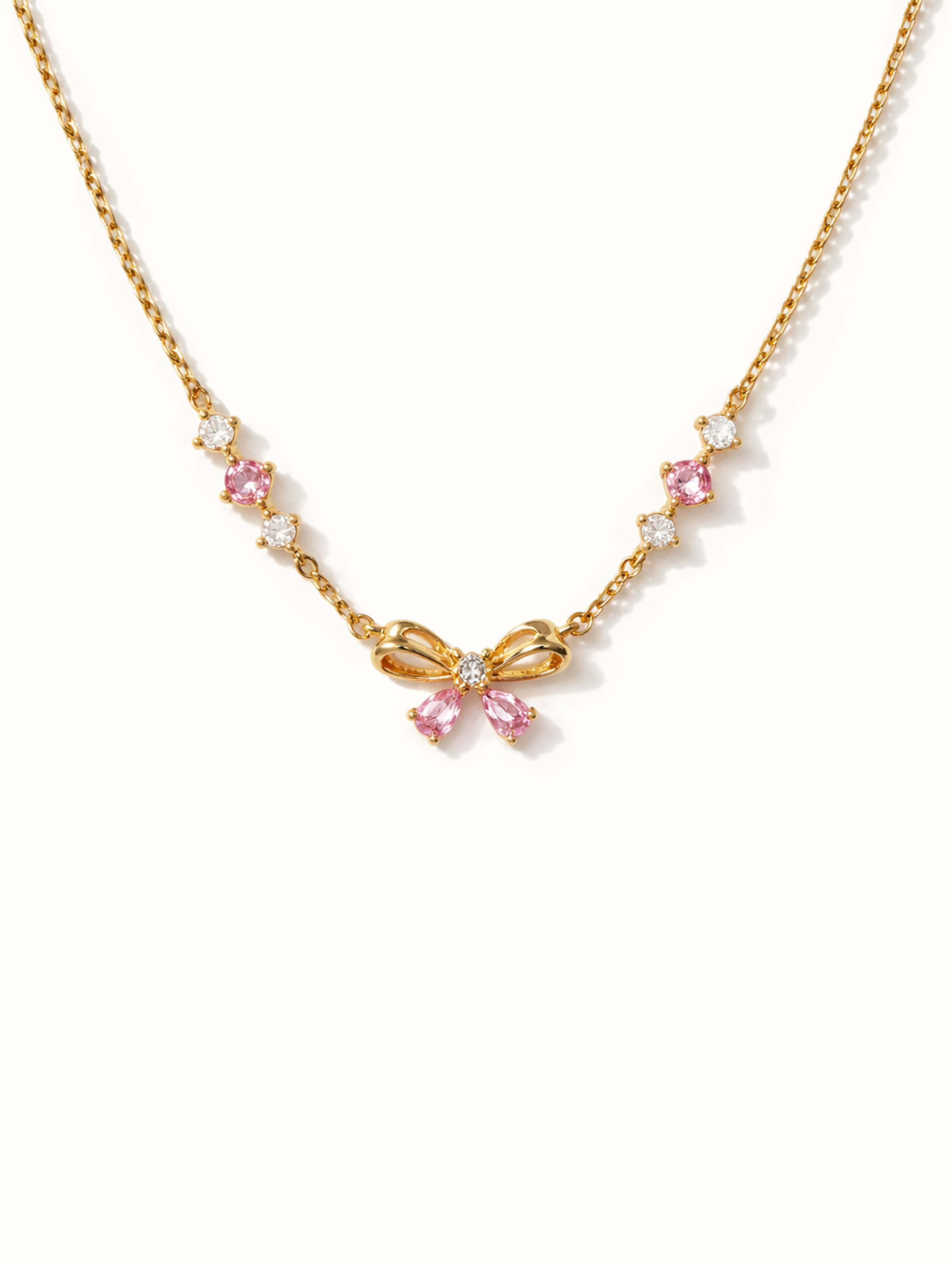 Baby Pink Bow Necklace