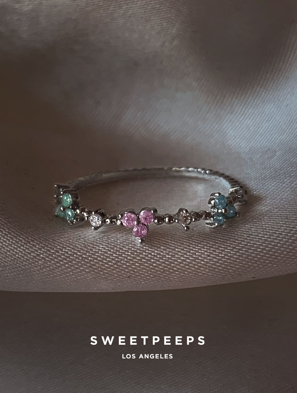 Catalina Pastel Clover Ring - Silver
