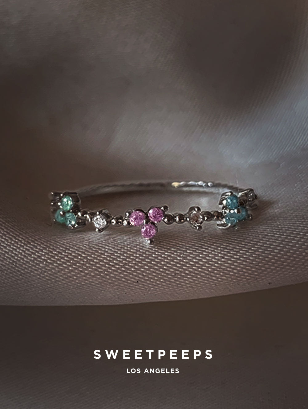 Catalina Pastel Clover Ring - Silver