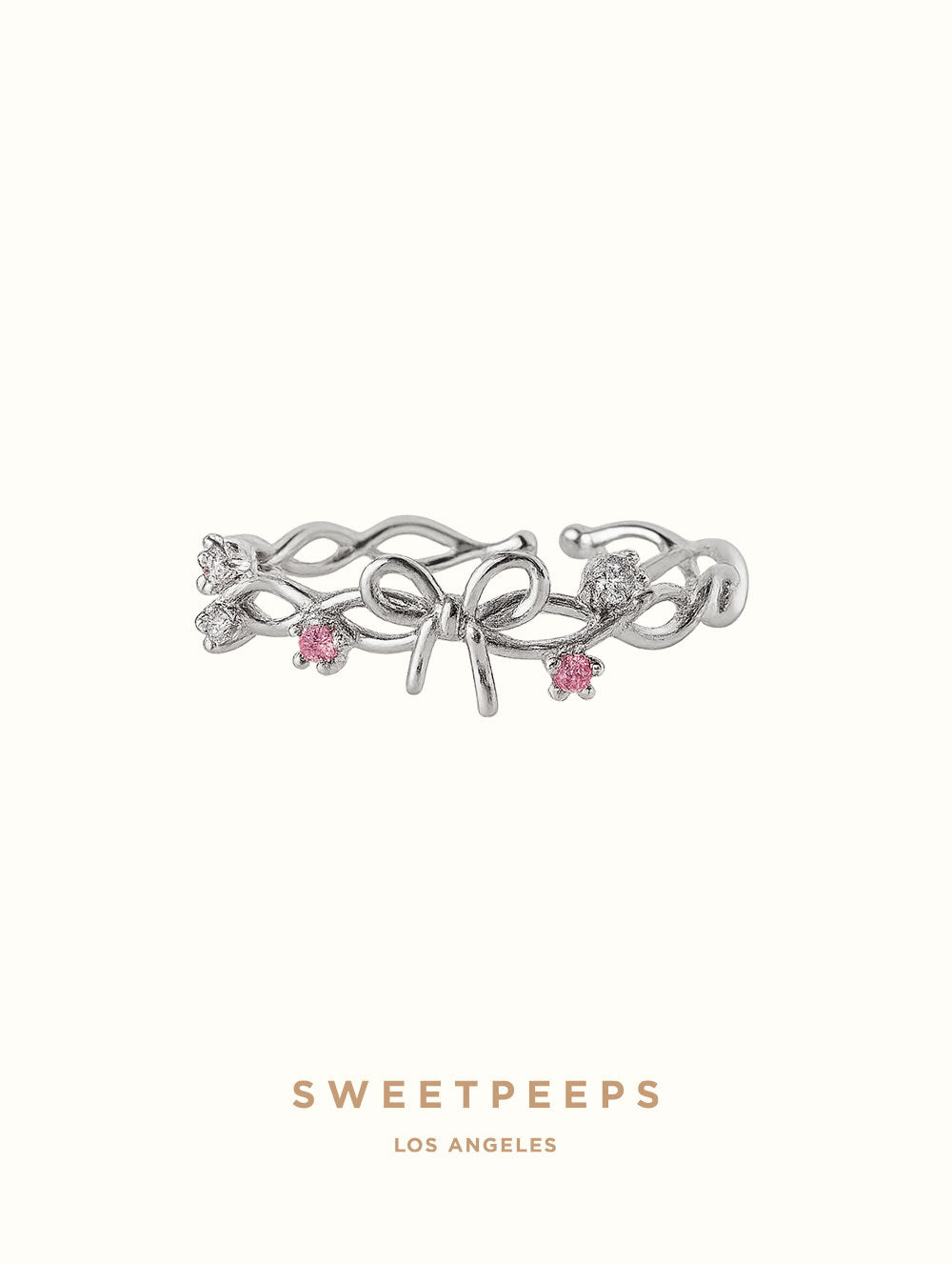 Ruby Ribbon Ring - Silver