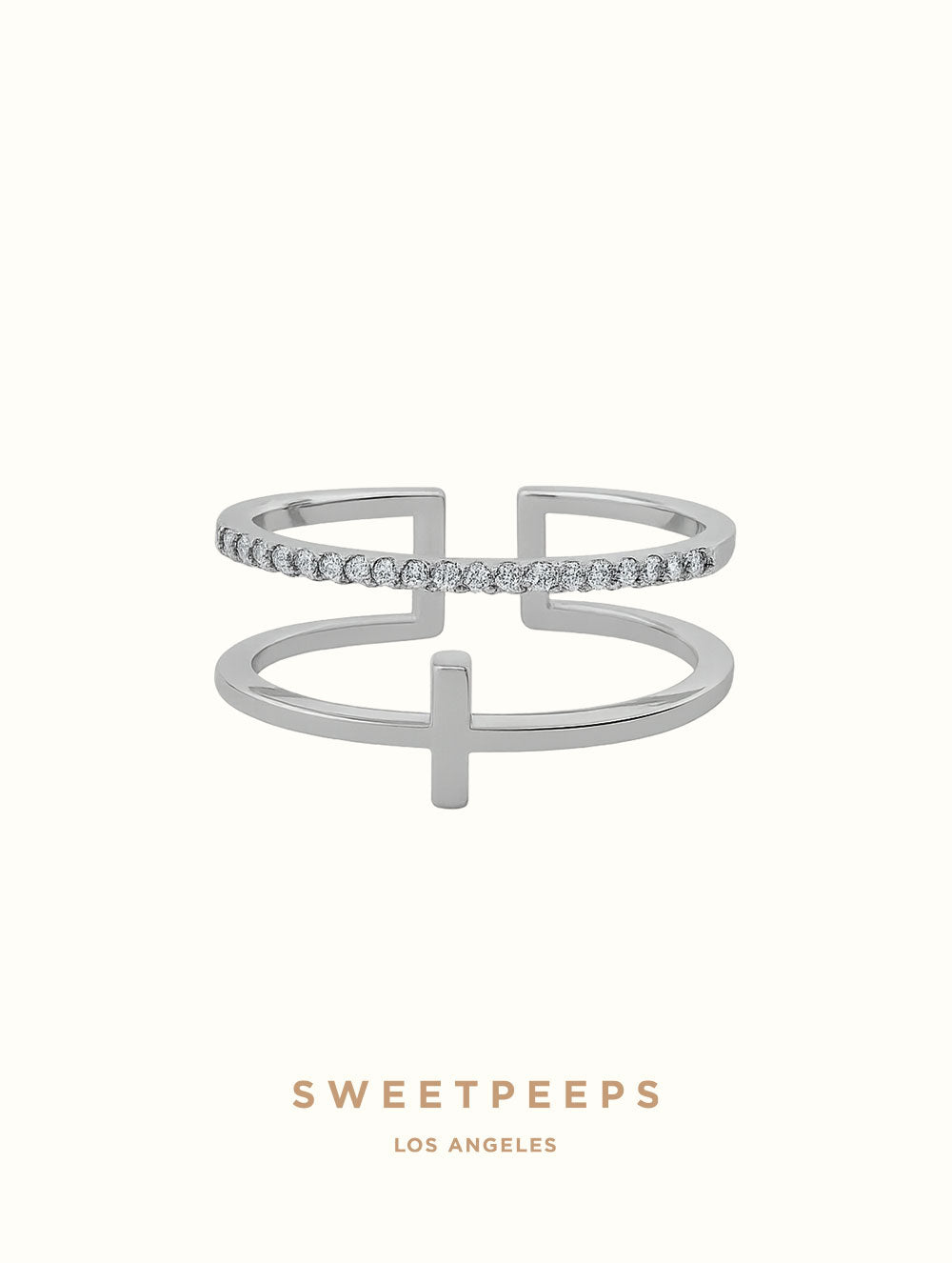 Classic Band Cross Ring - Silver