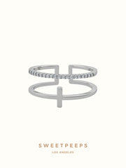 Classic Band Cross Ring - Silver