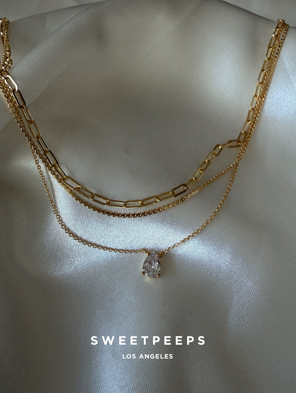 Cassian 3 Layered Teardrop Necklace