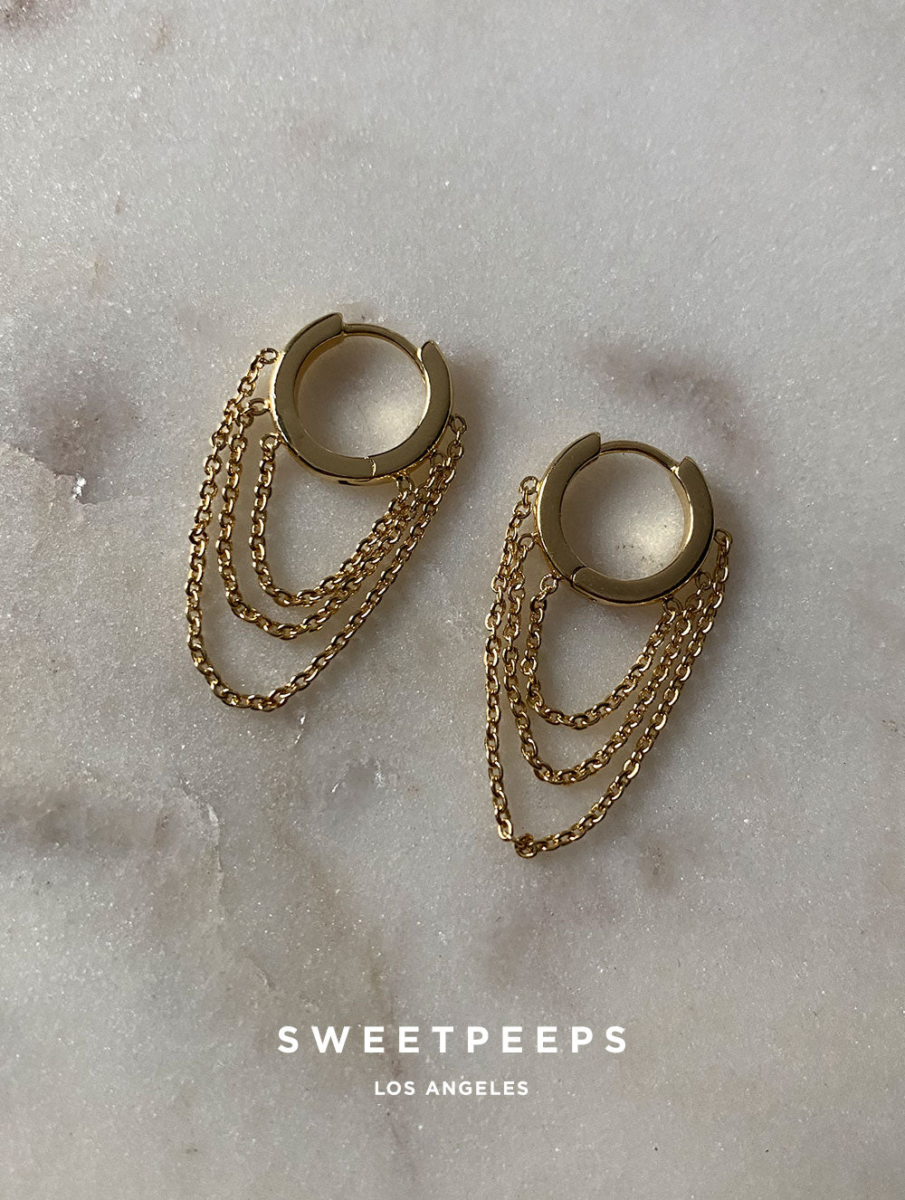 18K Everyday 3 Chain Huggies