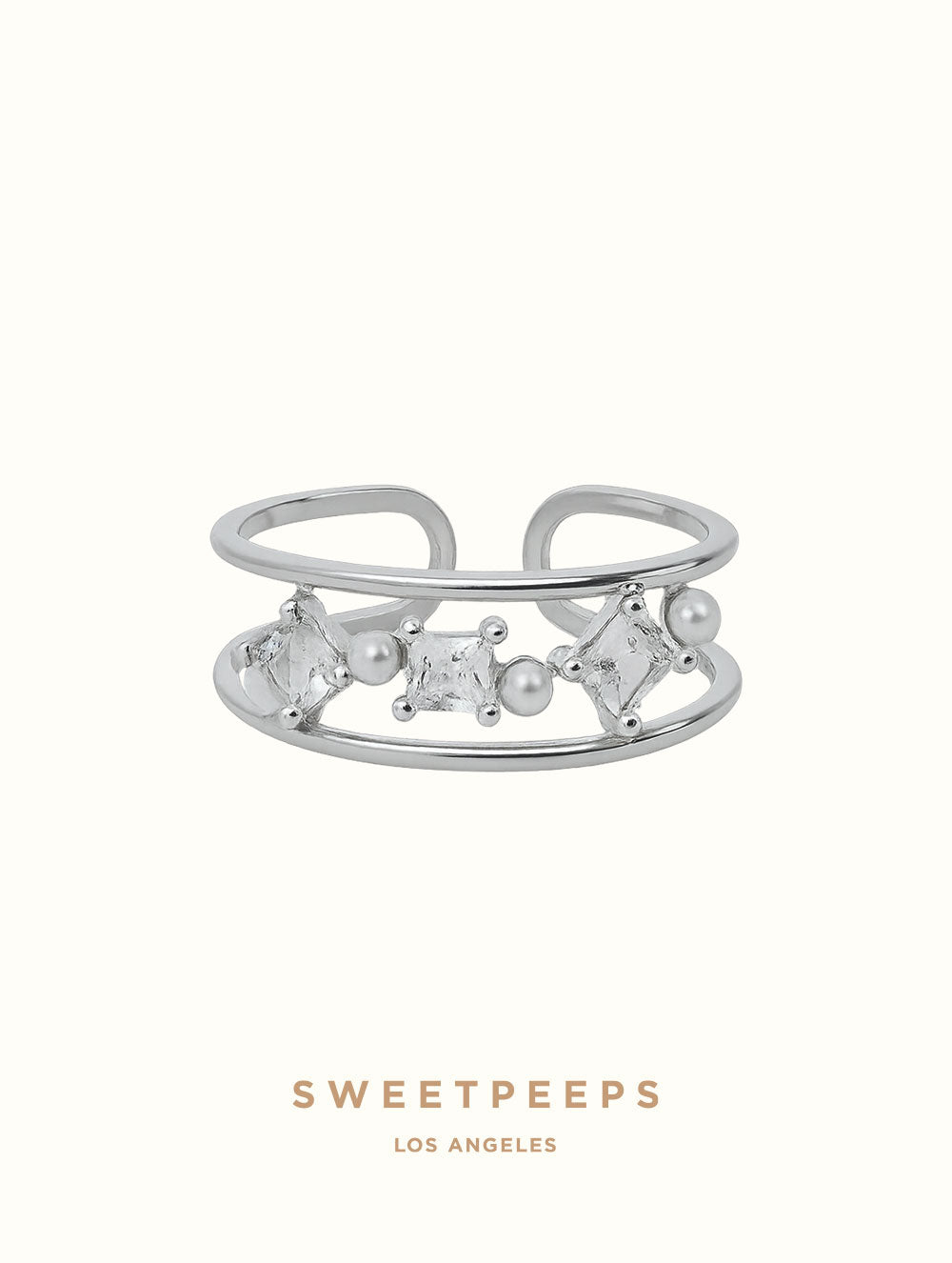 Alice Pearl Encrusted Ring- Silver