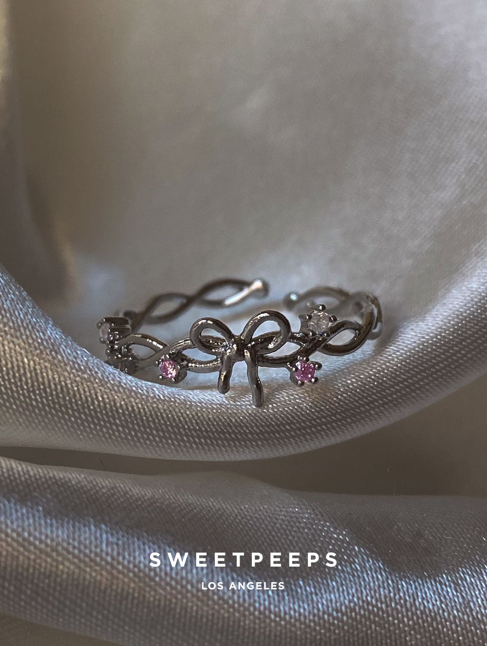 Ruby Ribbon Ring - Silver