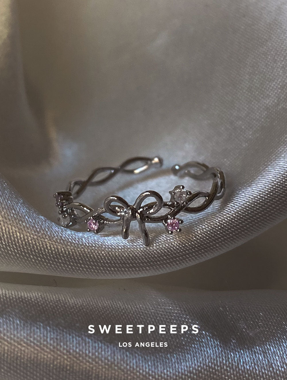 Ruby Ribbon Ring - Silver