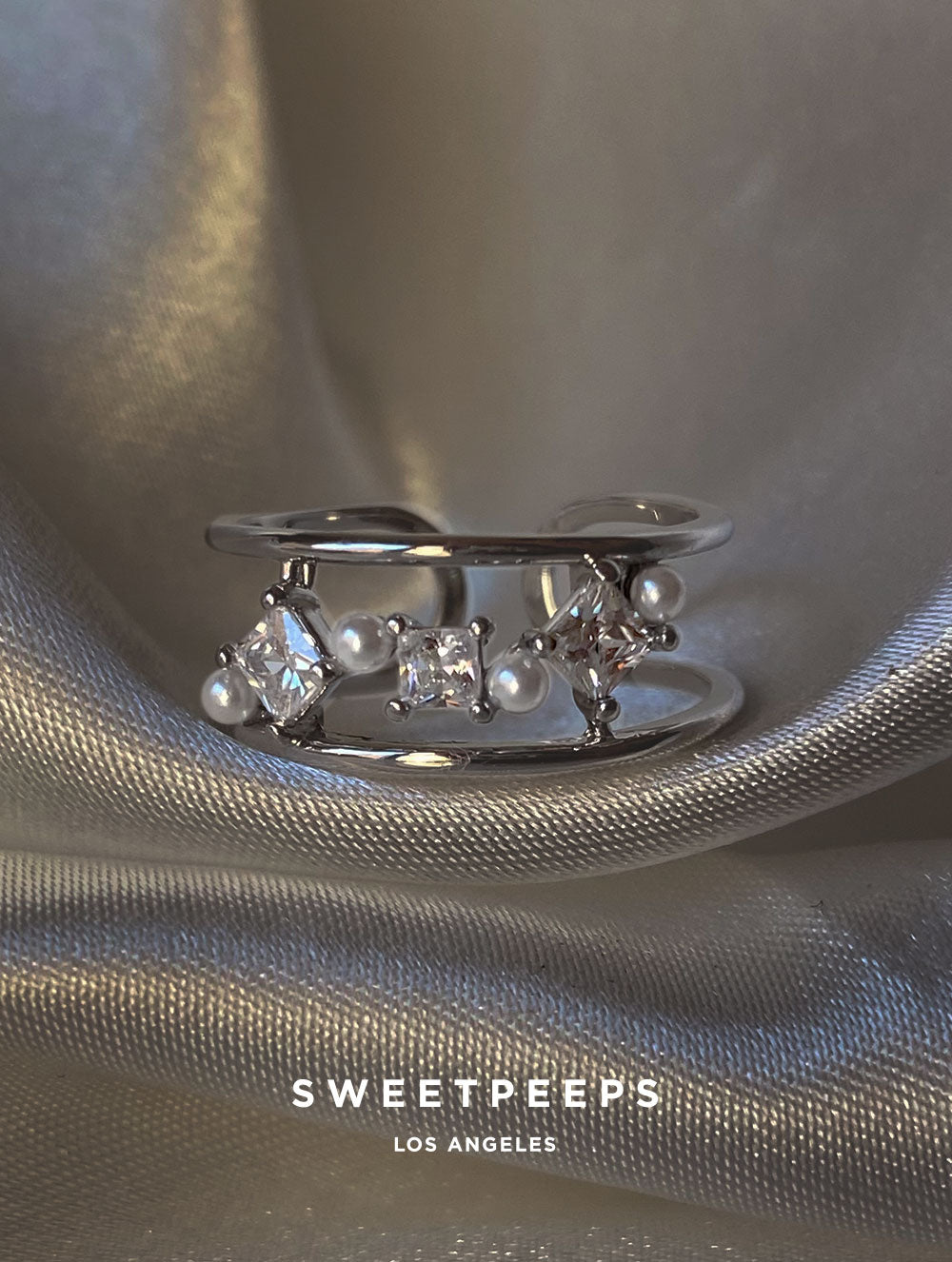 Alice Pearl Encrusted Ring- Silver