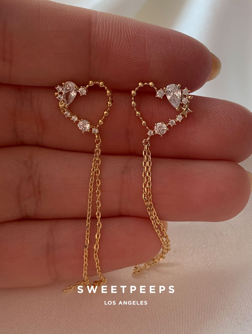 Kawaii Heart Dangle Studs