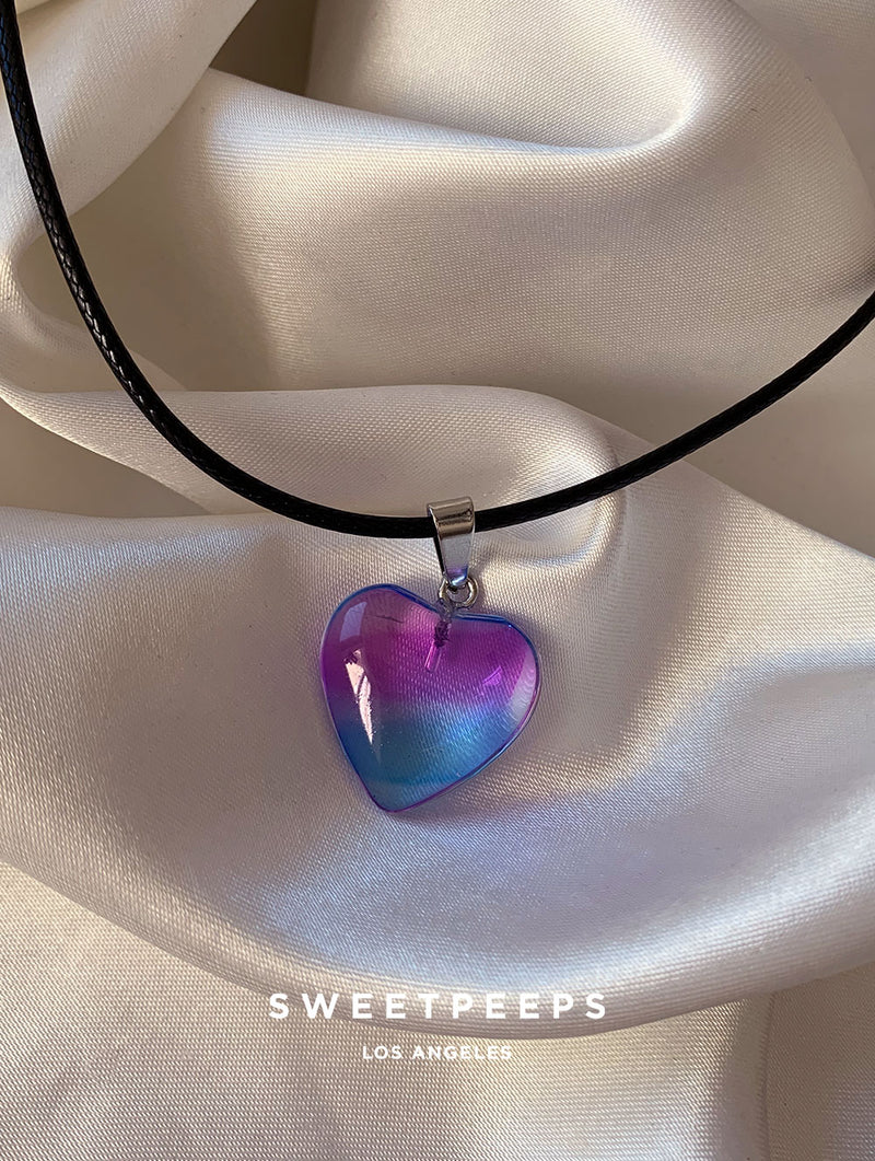 Granite Heart Black Cord Necklace