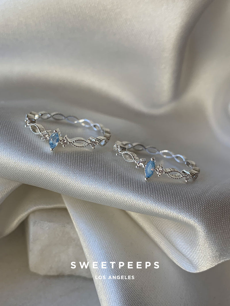 Blue Birthstone Ring - Silver