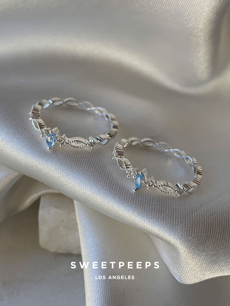 Blue Birthstone Ring - Silver