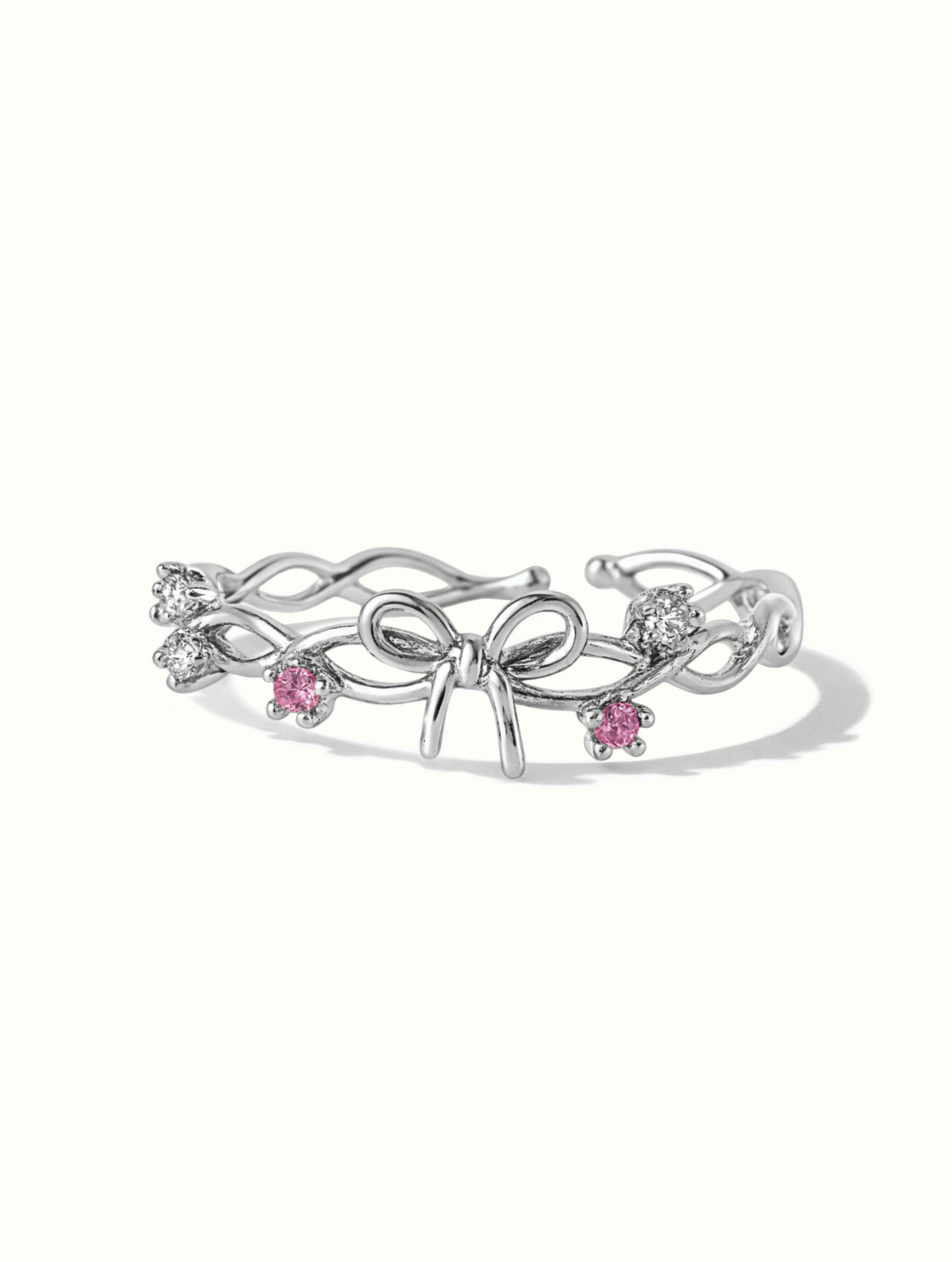 Ruby Ribbon Ring - Silver