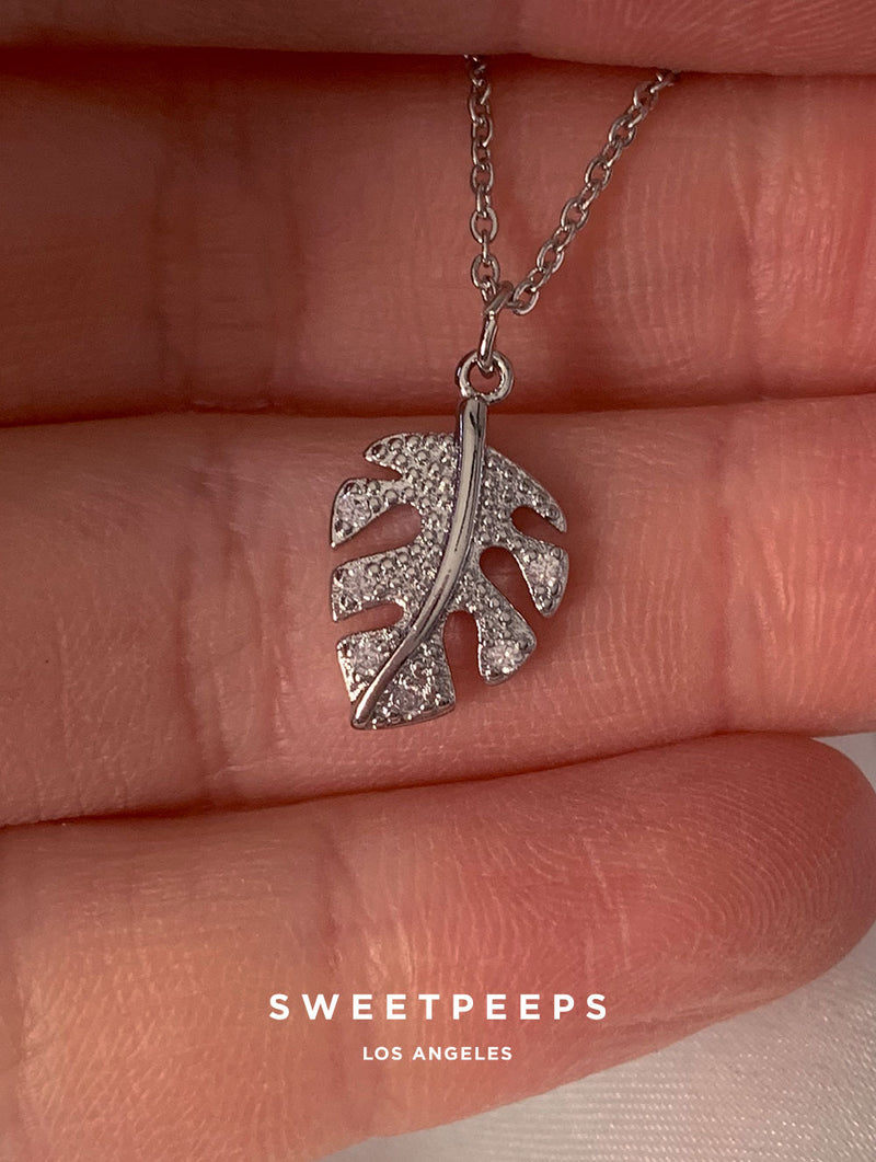 Palm Leaf Necklace - Silver