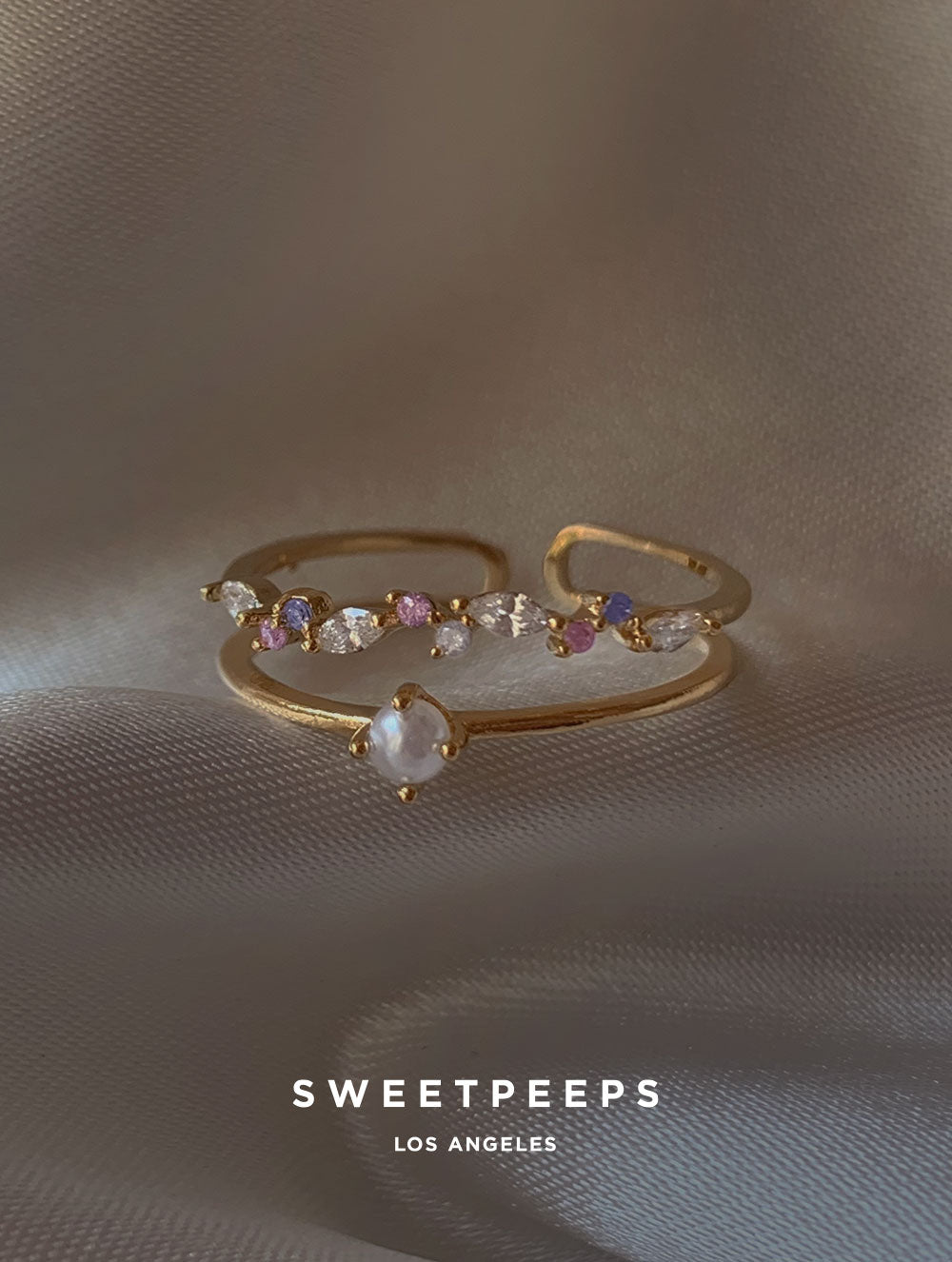 Sabine Pearl Double Band Ring