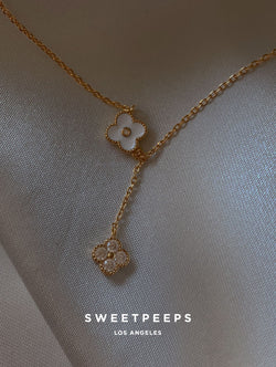 Juno White Clover Lariat Necklace