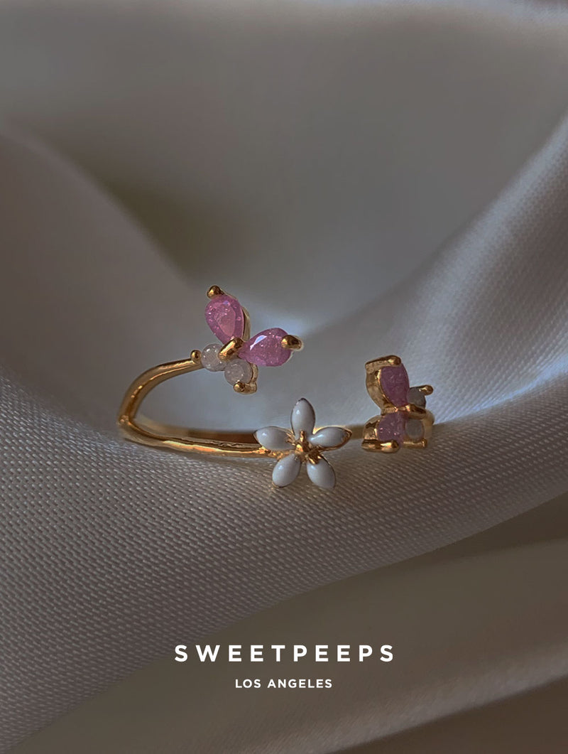 Annistyn Butterfly Ring - Pastel Pink