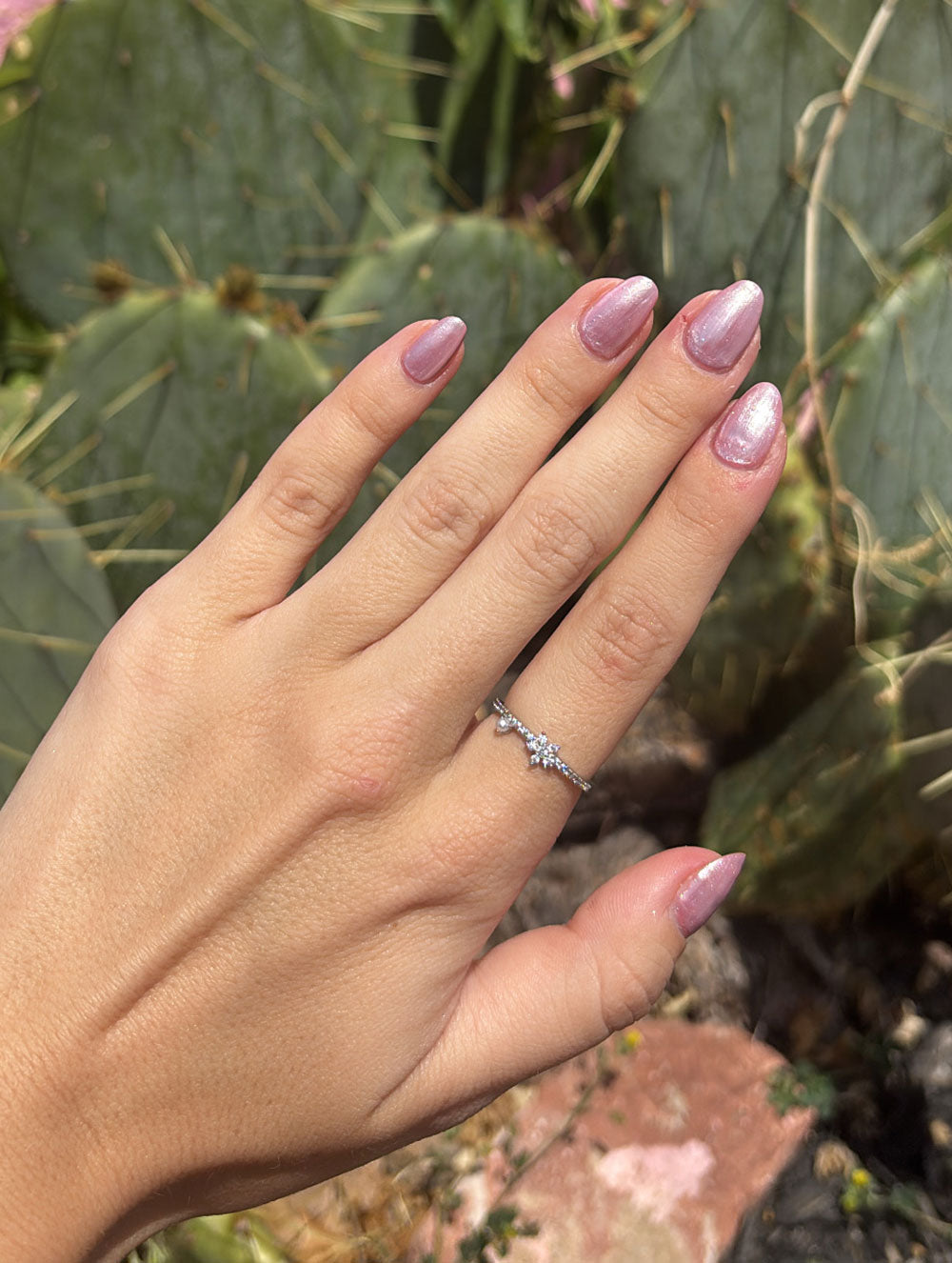 Suki Pearl Flower Band Ring - Silver