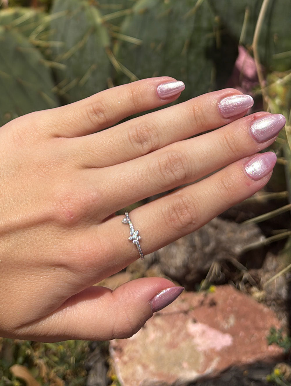 Suki Pearl Flower Band Ring - Silver