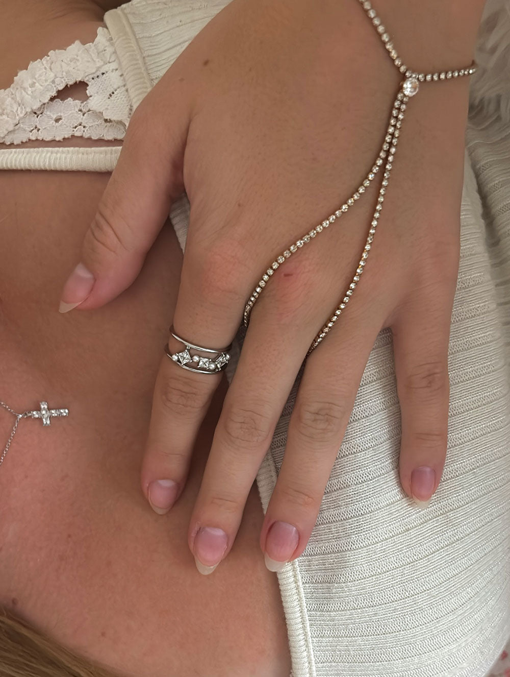 Alice Pearl Encrusted Ring- Silver
