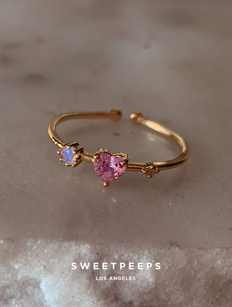 Heidi Pink Heart Ring