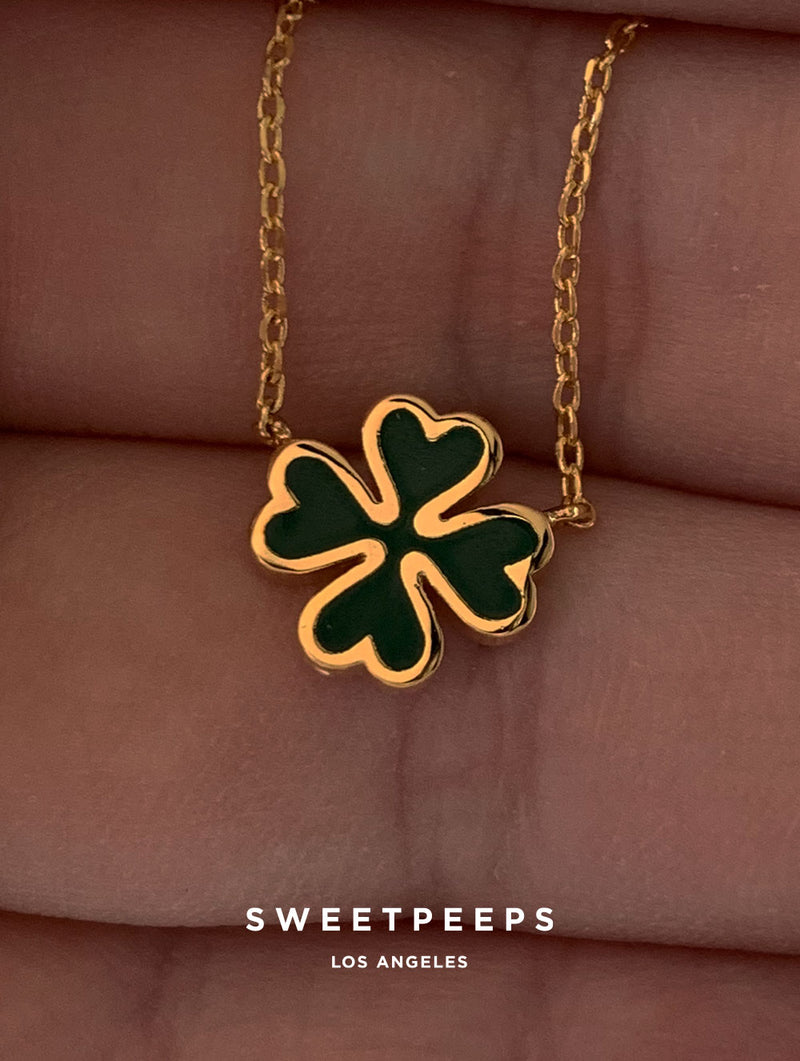 Deep Green Clover Necklace