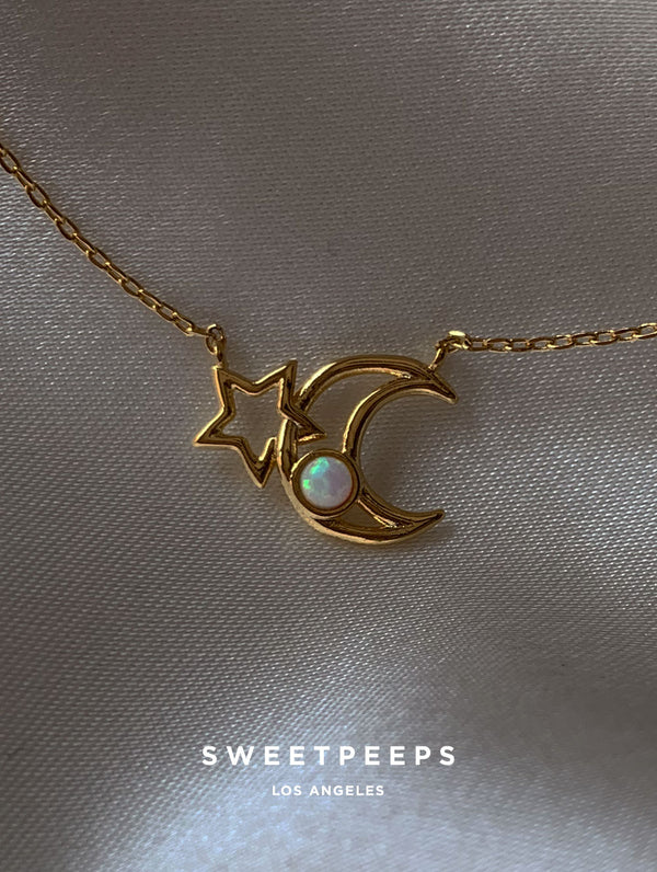 Gia Crescent Opal Necklace