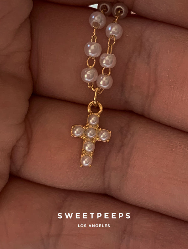 Lyrica Pearl Cross Necklace