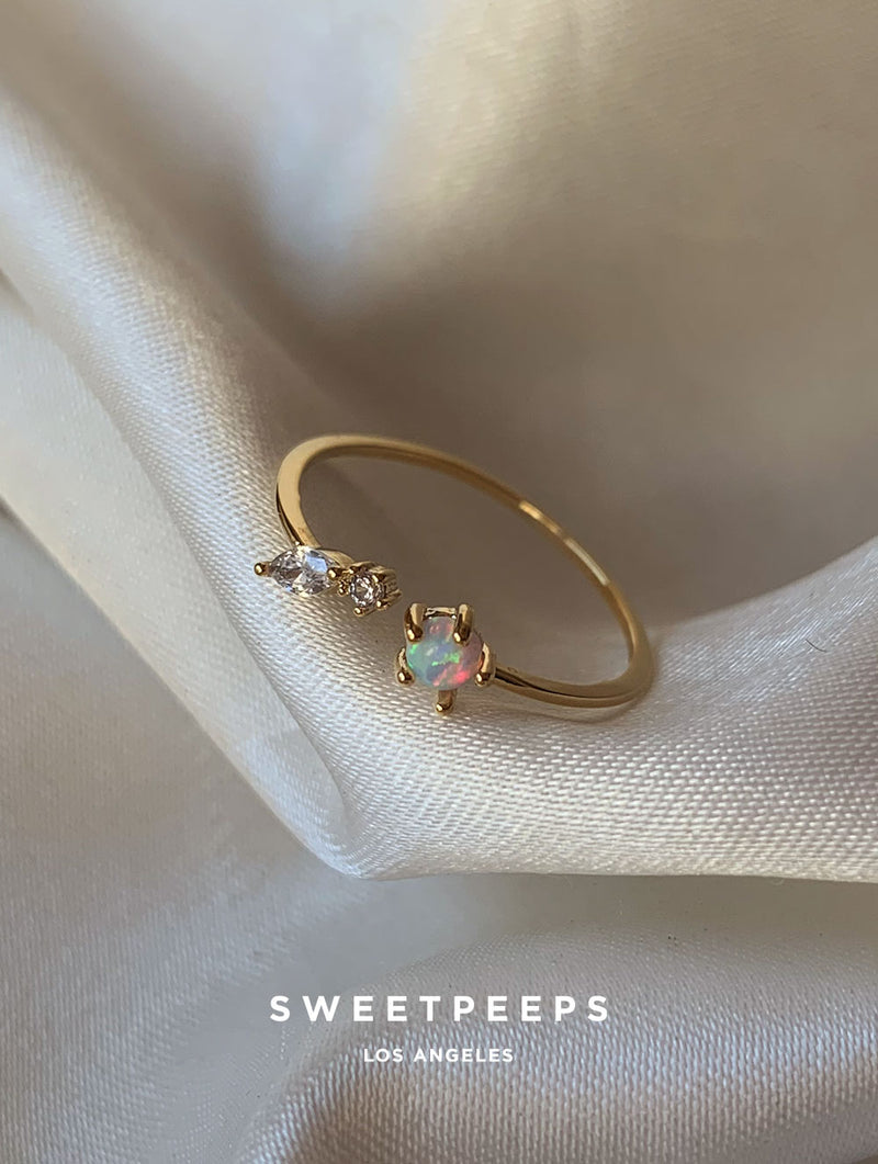 Kira Opal Leaf Crystal Ring