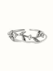 Georgia Pearl Leaf Ring - Silver