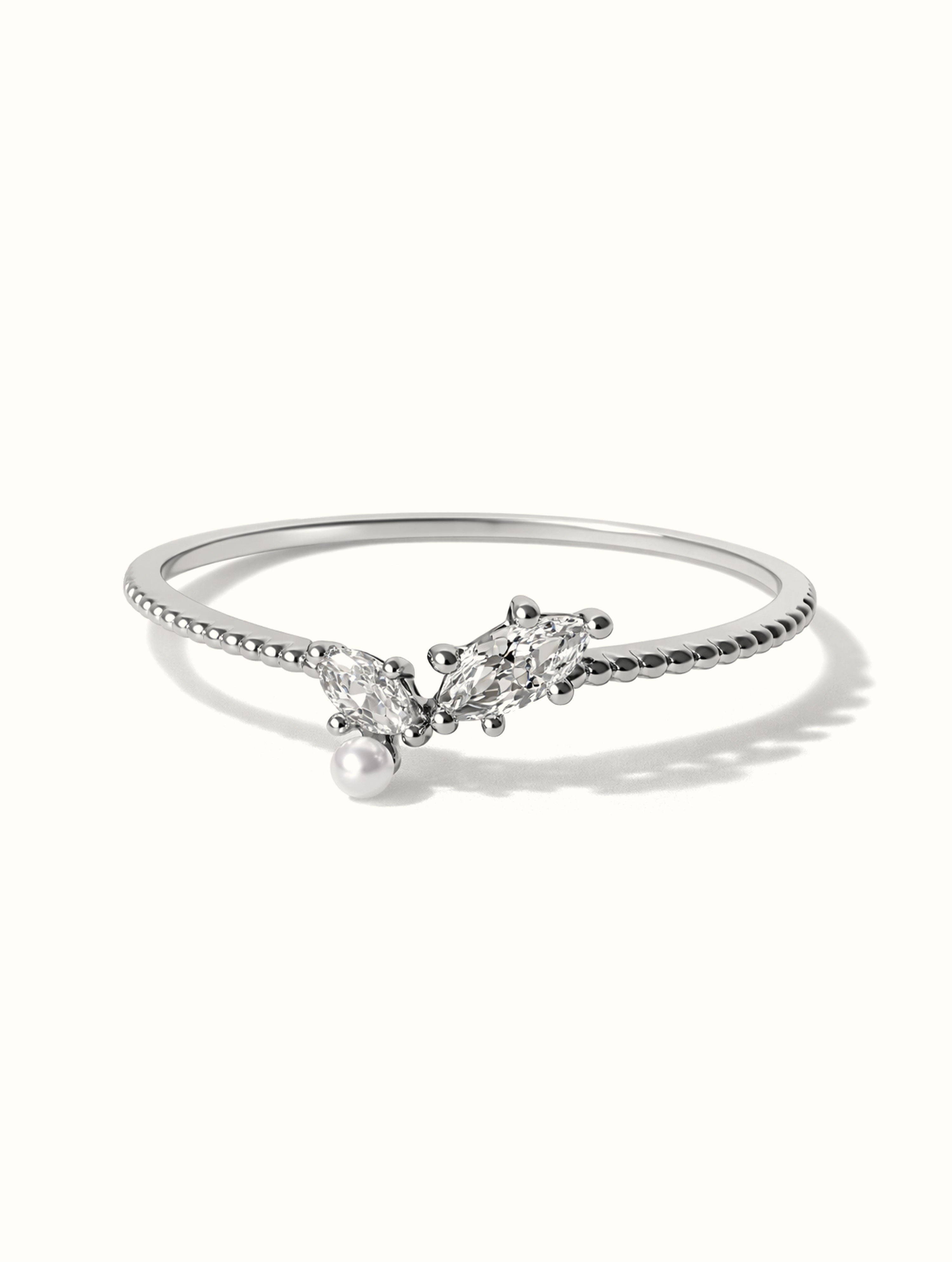 Ruth Pearl Almond Ring - Silver