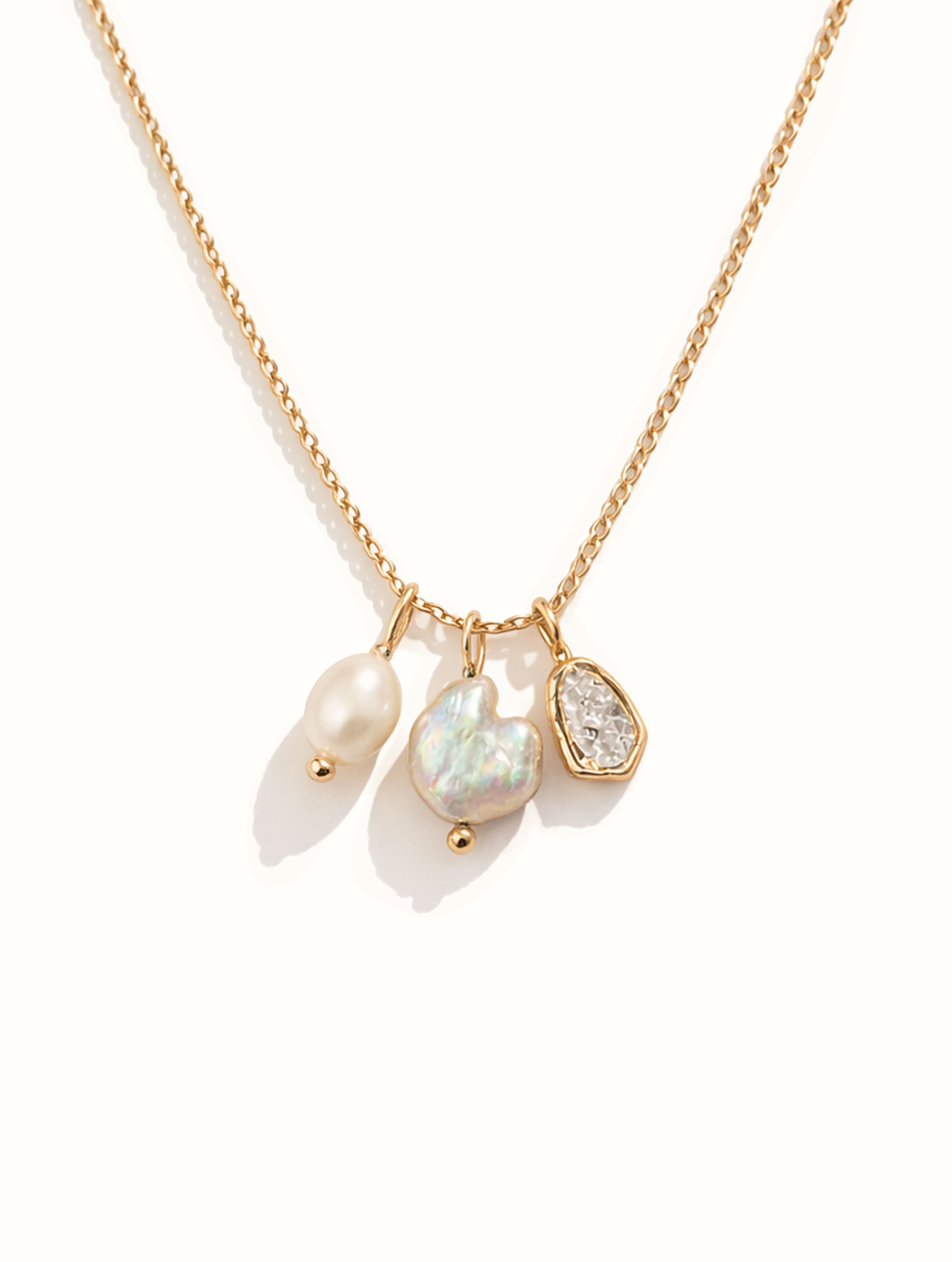 Trinity Pearl Stone Necklace