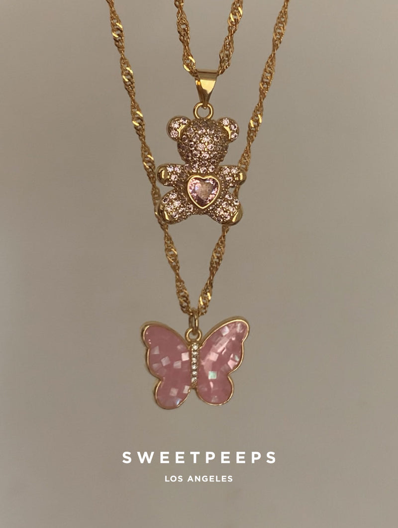 Adorable Pink Teddy Necklace