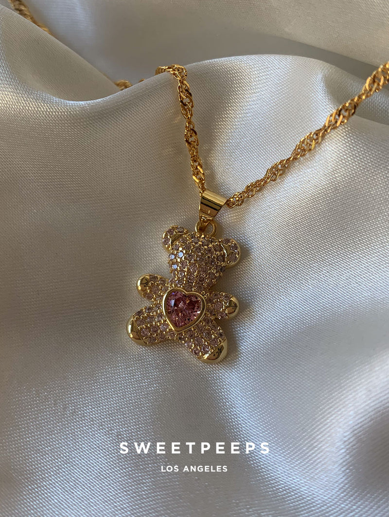 Adorable Pink Teddy Necklace