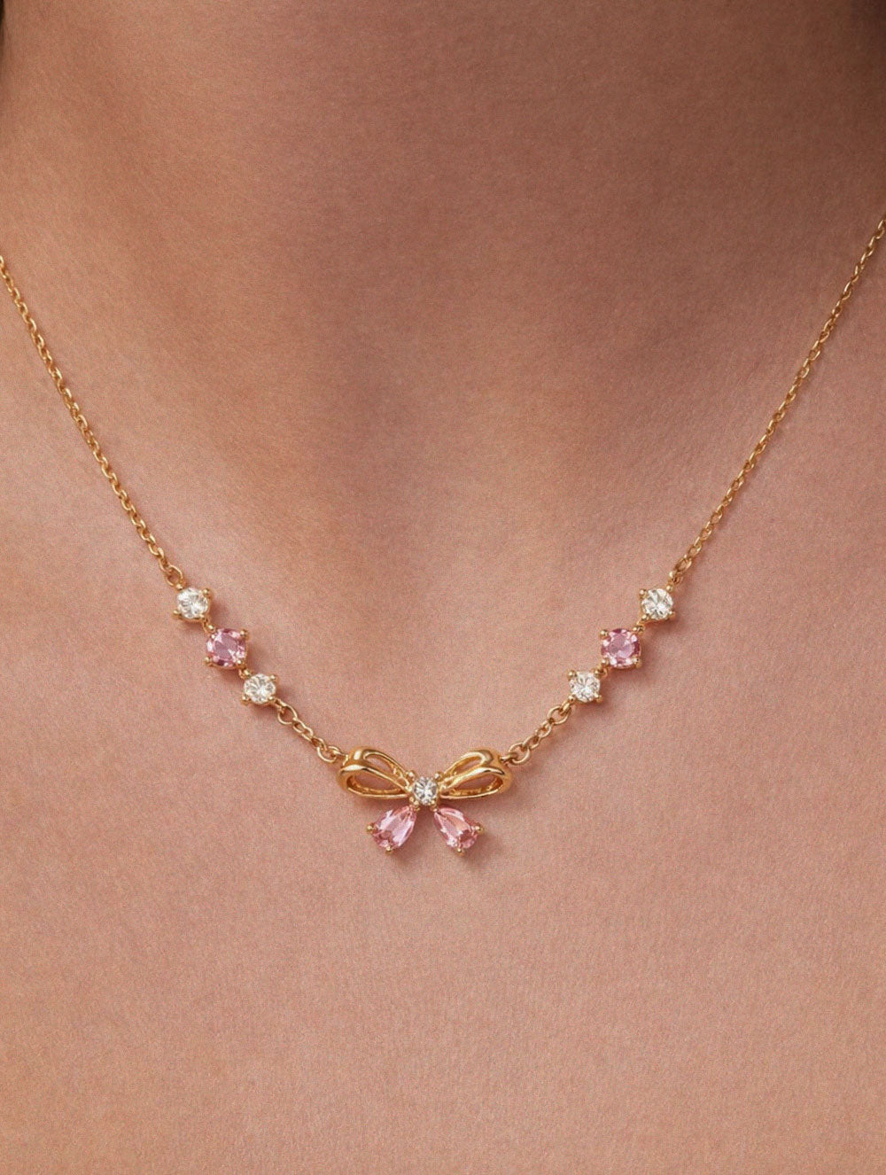 Baby Pink Bow Necklace