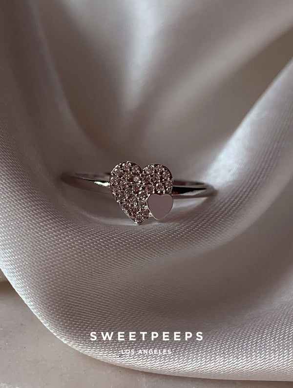 Double Heart Ring - Silver